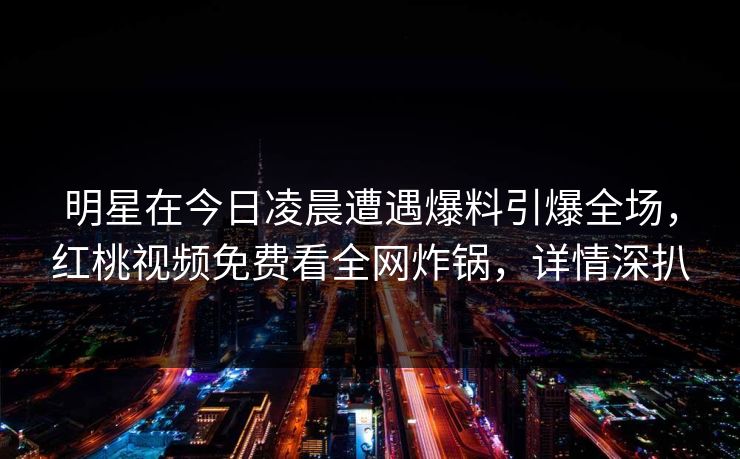 明星在今日凌晨遭遇爆料引爆全场，红桃视频免费看全网炸锅，详情深扒