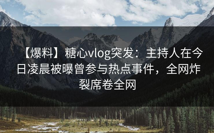 【爆料】糖心vlog突发：主持人在今日凌晨被曝曾参与热点事件，全网炸裂席卷全网