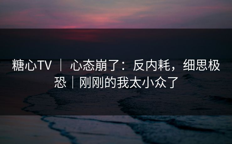 糖心TV ｜ 心态崩了：反内耗，细思极恐｜刚刚的我太小众了