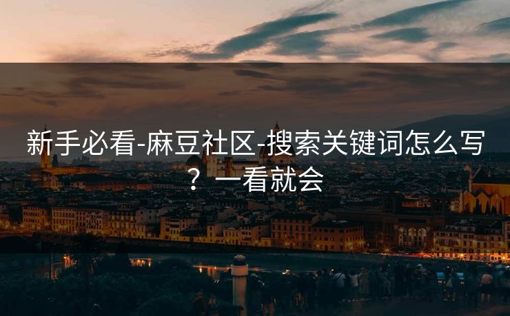 新手必看-麻豆社区-搜索关键词怎么写？一看就会