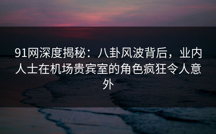 91网深度揭秘：八卦风波背后，业内人士在机场贵宾室的角色疯狂令人意外