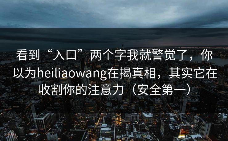 看到“入口”两个字我就警觉了，你以为heiliaowang在揭真相，其实它在收割你的注意力（安全第一）